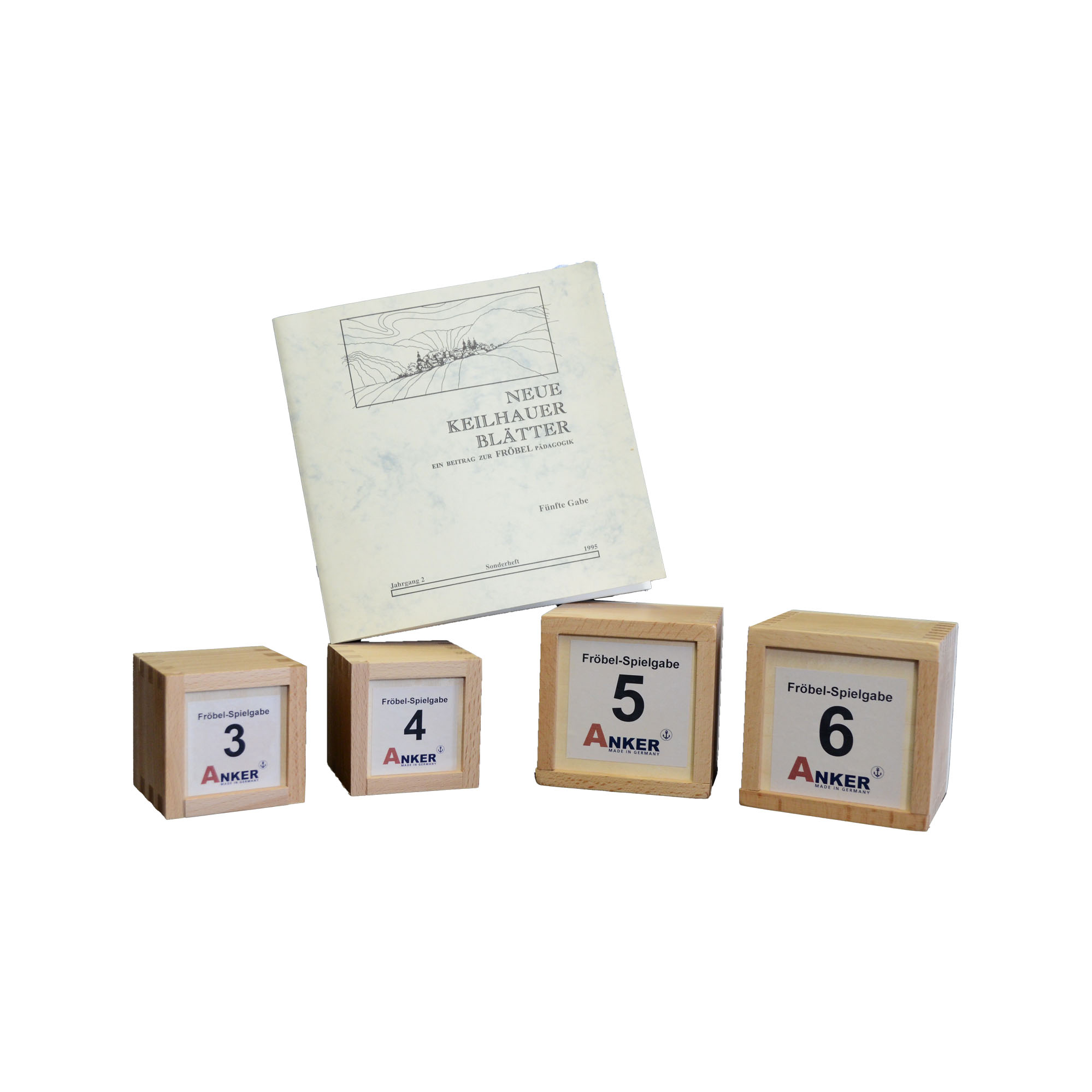 Fröbelgaben-Set: Fröbels Spielgaben 3, 4, 5 und 6 aus Ankersteinen inkl. Vorlagenheft